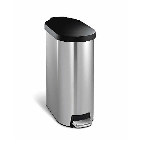 studio 45 litre slim step can, brushed stainless steel plastic lid